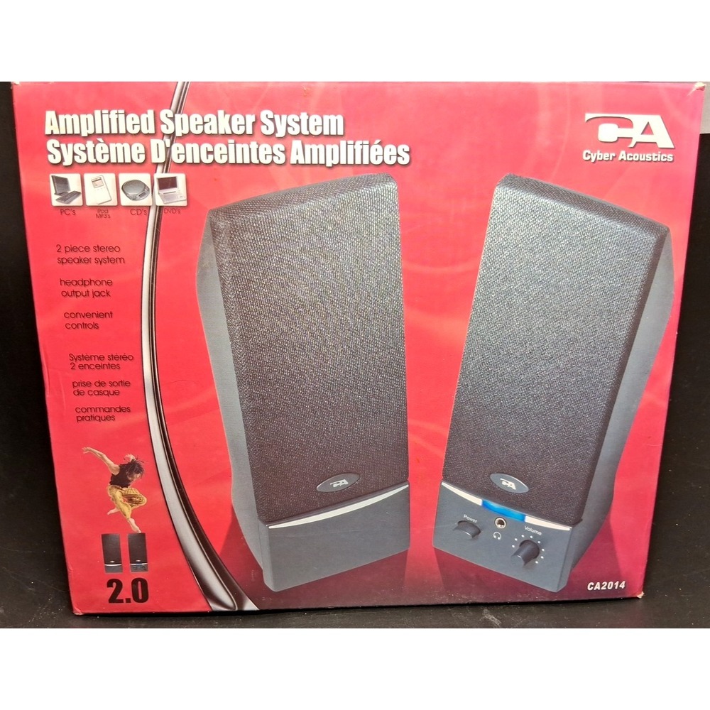 COMPUTER CYBER ACOUSTICS CA-2014 AMPLIFIED SPEAKER SYSTEM  "Tested"